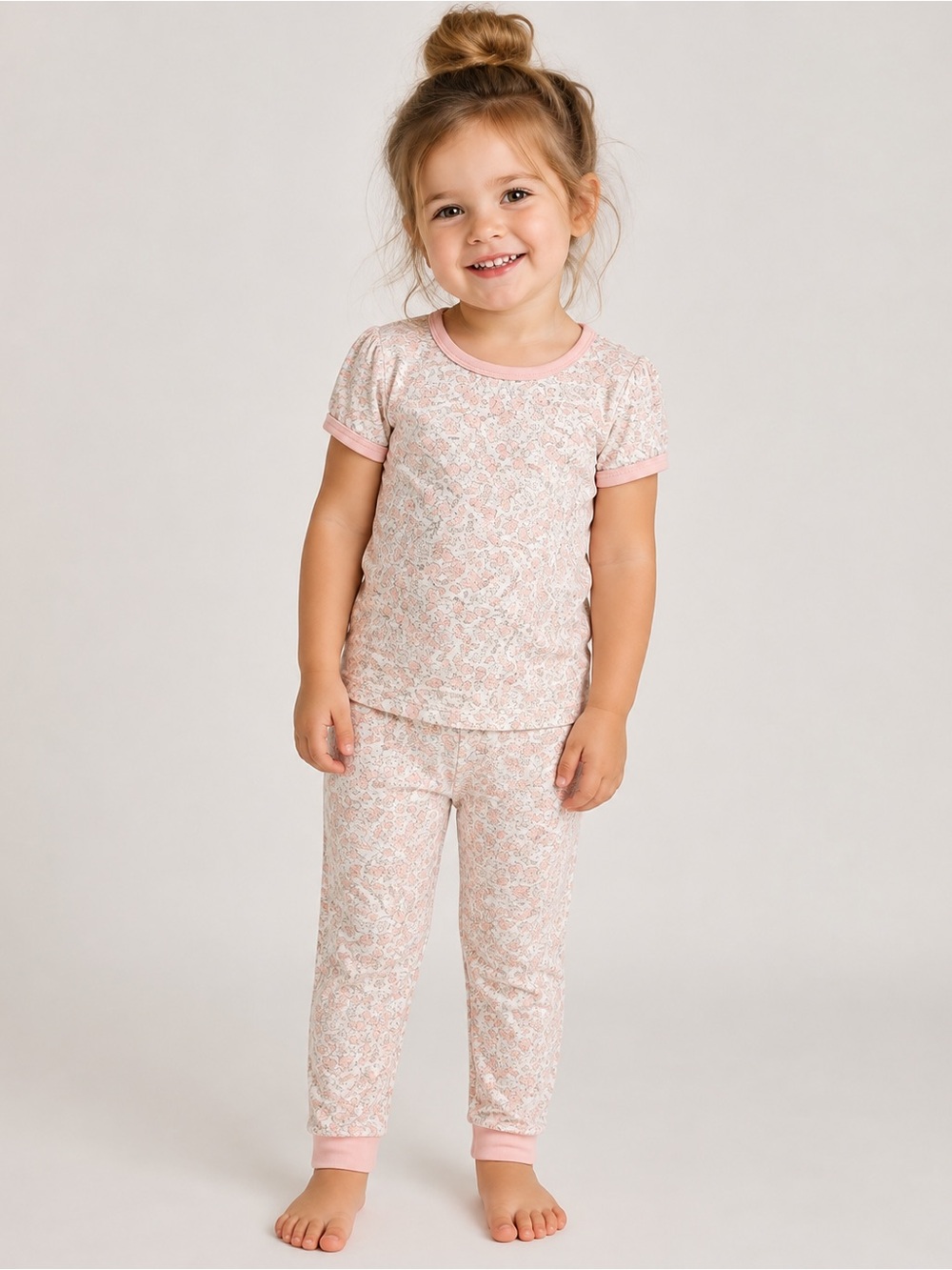 MilkBerry Bamboo Floral Pajama Set 3T Pink Two Piece Toddler PJs